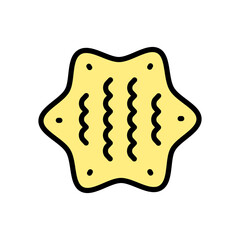 Gingerbread star cookie color icon. Xmas design element. Cracker, biscuit, snack symbol. Traditional Christmas cookies. Vector flat sign isolated on white background.