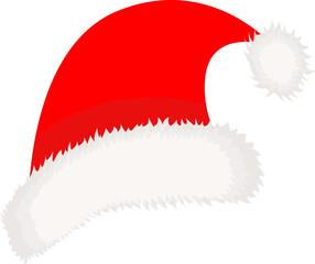 Santa Claus Christmas hat. A red hat for the new year. Vector illustration in cartoon style. Winter fashion. Christmas accessories. Vector illustration