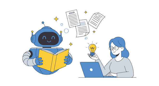 AI Assistant and Human Collaboration for Knowledge and Innovation Illustration