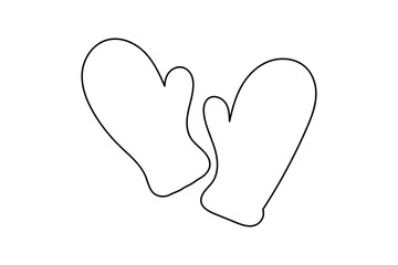 Hand drawn cozy mittens outline illustration for winter fashion and holiday design