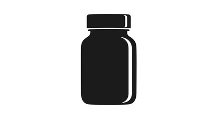 Minimalist Black and White Icon of a Small Bottle with a Cap.