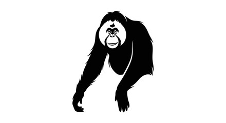 Orangutan Silhouette A Striking Primate Portrait in Black and White. © CoArt