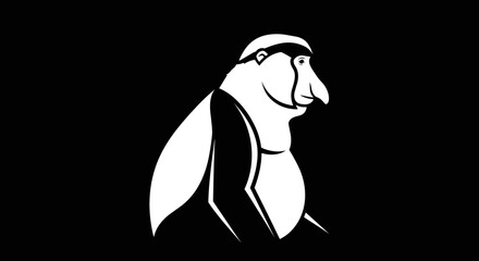 Optical Illusion Monkey or Man in Black and White.