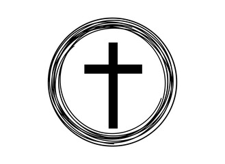 Obraz premium Cross: design for Easter, baptism, christening, cards, paper, invitations, scrapbooking, textiles, wrapping; Christian cross; funeral cross