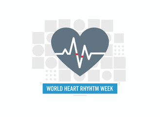World Heart Rhythm Week: a heart-themed background, banner, card, and poster highlighting heart health treatment, prevention, and medical concepts