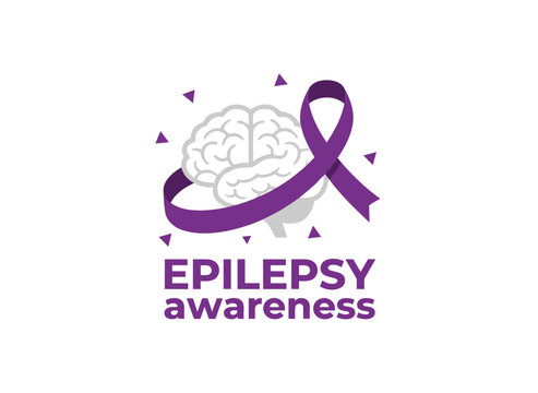 Celebrating National Epilepsy Month with a brain-themed awareness ribbon, illustrated in vector style