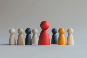 Photo of a group of wooden figures in different colors, each representing an individual team