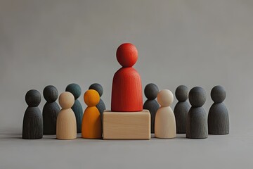 Photo of a group of wooden figures in different colors, each representing an individual team