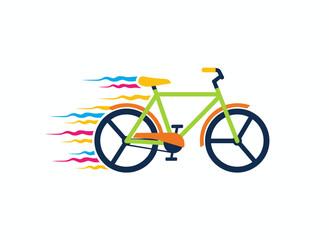 Fototapeta premium A bicycle icon rendered in stroke style, depicted as a bike on a white background in vector illustration