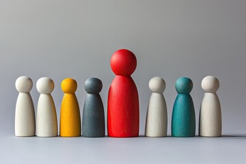 Photo of a group of wooden figures in different colors, each representing an individual team