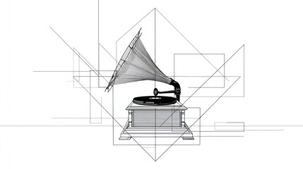 Vintage phonograph outline design