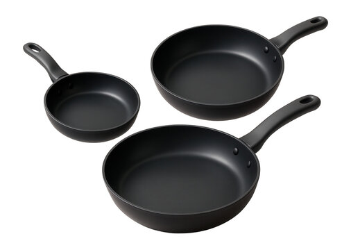 A set of ergonomic non-stick frying pans for everyday apartment cooking.