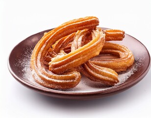 Fototapeta premium crispy churros coating with sugar and cinnamon isolated on white or white background cutout