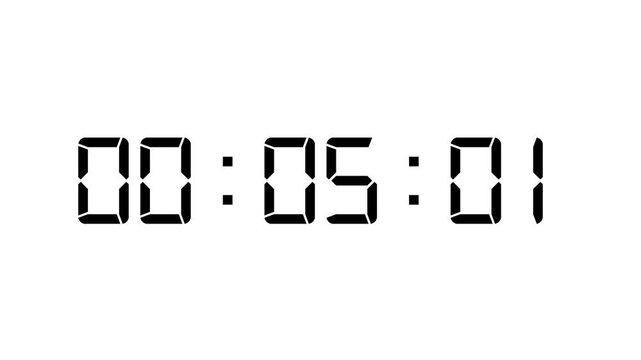 One minute countdown timer, digital clock, 60 second countdown