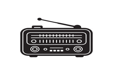 Classic Retro Portable Radio Receiver Icon Vector