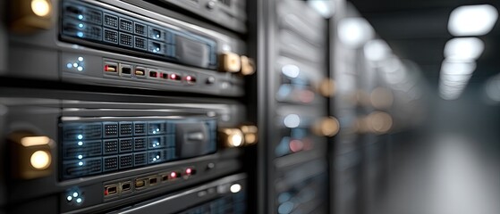 Naklejka premium High-tech server racks optimize performance and airflow, creating a state-of-the-art data environment