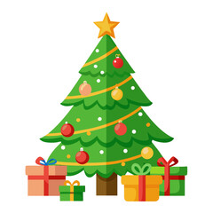 Christmas Tree Vector Art Isolated on White Background – Festive Holiday Illustration, Evergreen Pine Symbol, and Winter Decoration Design Element