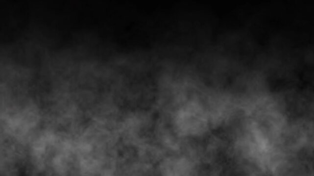 White smoke or fog rises and floating as storm swirl to the top on dark copy space background. White steam rising on black backdrop. smoke on black background