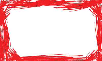 Red textured frame isolated on transparent background