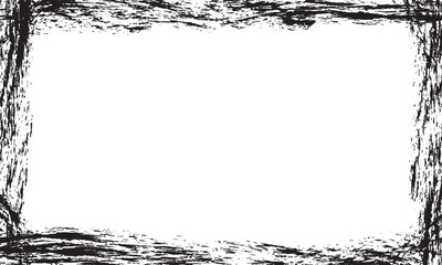 Grunge border on transparent background with rough edges and texture