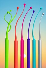 a surreal artistic composition of color markers arranged in with creating colorful ambiance 3d render