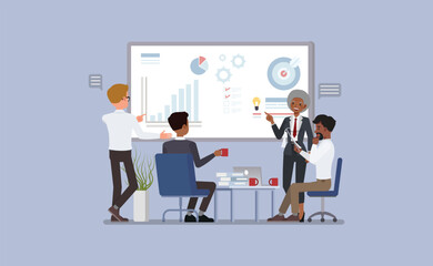 Fototapeta premium Brainstorming in the office character vector illustration design.