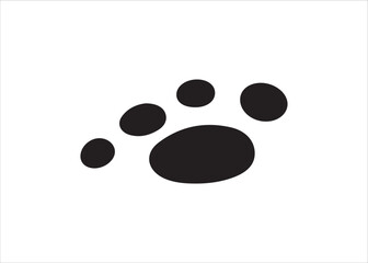 Fototapeta premium Vector icon of a single black animal paw print, a simple silhouette of a dog or cat track symbolizing a wildlife trail or a pet's journey