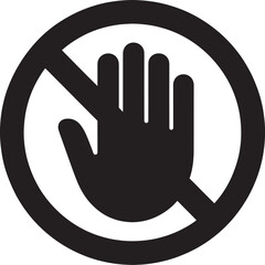 Obraz premium Do not touch icon with raised hand in prohibition circle