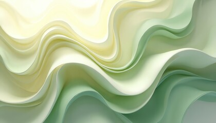 Soft flowing ivory sage and ribbons create abstract waves. Delicate fluid pattern suggests nature and calm organic forms. Gentle light forms wavy smooth curves.