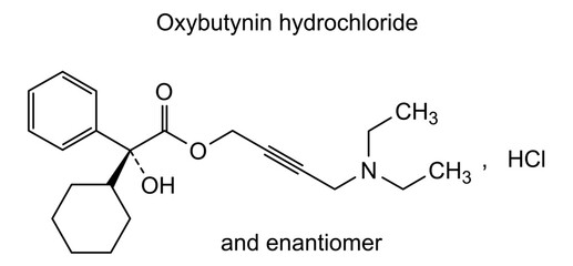 Oxybutynin hydrochloride, chemical structure of oxybutynin hydrochloride, drug substance