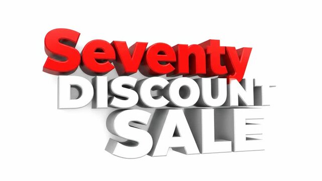 Seventy Percent Discount Sale video - A video video shows the text "Seventy" in red and "Discount Sale" in white, stacked on top of each other.