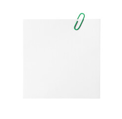 Blank paper note with clip isolated on white