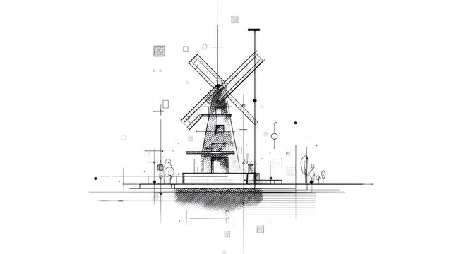 Abstract windmill sketch design
