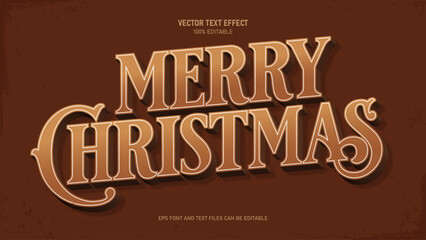 Merry christmas 3d vintage style editable text effect