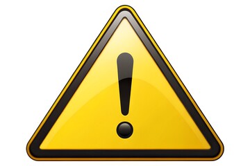 A bright yellow triangular warning sign with a black exclamation mark inside, indicating caution or danger.