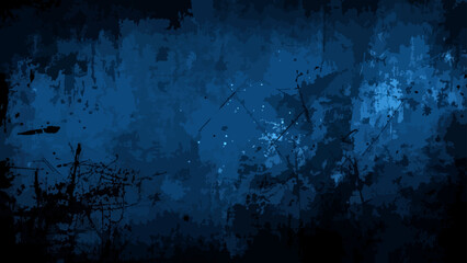 Abstract background featuring deep blue and bright cyan paint textures. Rough brush strokes, splatters, and smudges grunge-like atmosphere with dark navy to electric blue. © Sanatçi