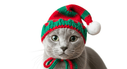 Kitten Wearing Knitted Hat on Transparent Background