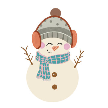 Cute Little Snowman Purple Grey Clip Art Character 