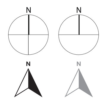Compass Vector, Navigation Directional Symbol, North South Indicator Design