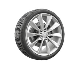Obraz premium Car tire and silver alloy wheel isolated on a transparent background