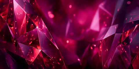 Naklejka premium 赤いファセットが輝くプレミアム抽象背景、ルビートーンの多面体テクスチャ―バナー向け
