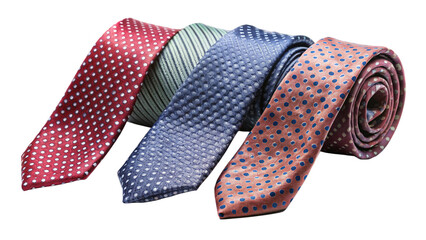 Collection of Elegant Men's Silk Neckties Isolated on White Background