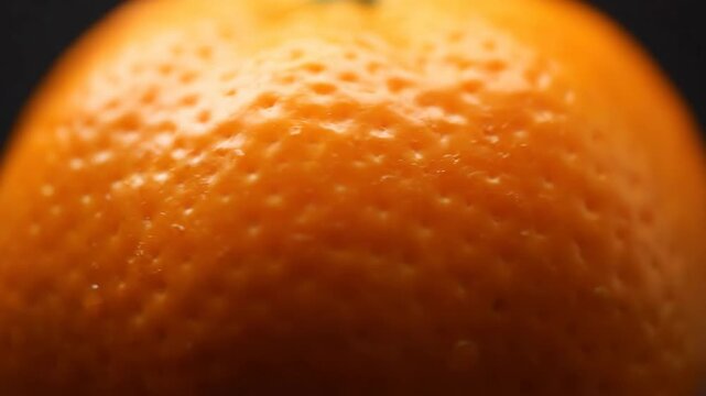 Macro Shot of Mandarin Orange Peel - This is a close-up shot that reveals the texture of a mandarin orange. The video highlights the intricate details of the orange peel, showing its dimpled surface.