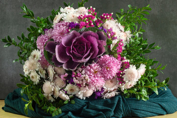 beautiful bouquet of flowers in the basket.