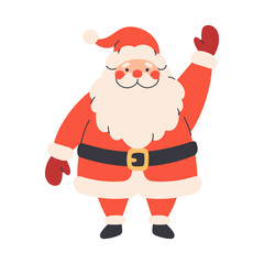 Cute funny Santa Claus character. Hand drawn Christmas character. Flat vector illustration on white background