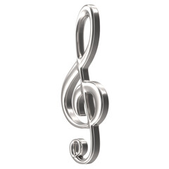 shiny silver treble clef isolated on a white background, 3d render