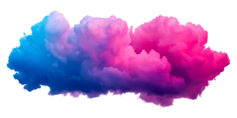Cloud formation, vibrant gradient with blue and pink hues, cutout, PNG isolated on transparent background