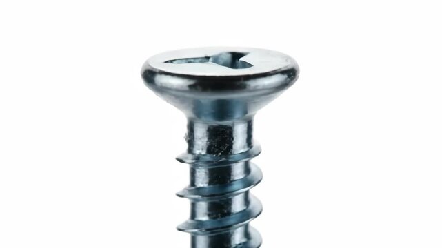 Metal Screw Close Up Isolated on White - Close-up of a metal screw isolated on a white background. The detailed illustration shows the screw's head and threads.