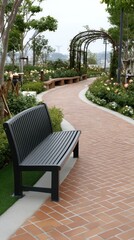 Obraz premium A beautiful display of purple blooms frames a welcoming entrance, inviting visitors to enjoy a serene moment in the park