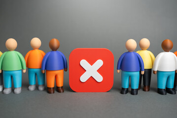 A group of people and a sign of disagreement. Refusal, non-recognition, and collective protest....